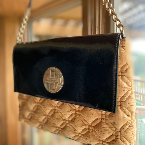 New RARE Kate Spade Leather & Cork Shoulder Bag - Picture 1 of 5